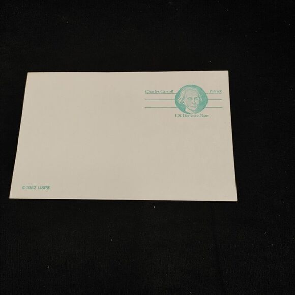U. S. POST OFFICE VINTAGE CHARLES CARROLL 1982 DOMESTIC RATE .13 CENT POST CARD. - Picture 1 of 8
